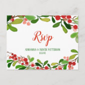 Holly Leaves Berry kerst | Weddenschap RSVP Uitnodiging Briefkaart (Voorkant)