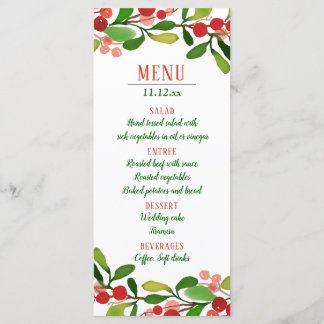 Holly Leaves Berry Kerstmis | Trouwmenu Menu
