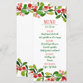 Holly Leaves Berry Kerstmis | Trouwmenu Menu (Voorkant / Achterkant)