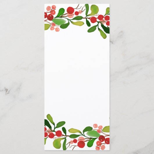 Holly Leaves Bes Kerstmis | Trouwmenu Menu (Achterkant)