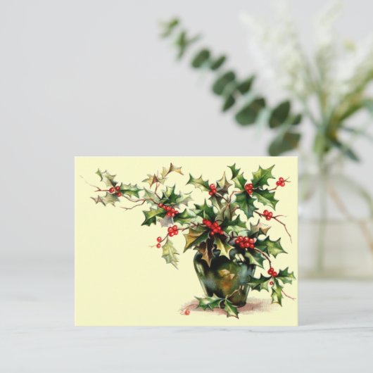 Holly Leaves Briefkaart (Staand voorkant)