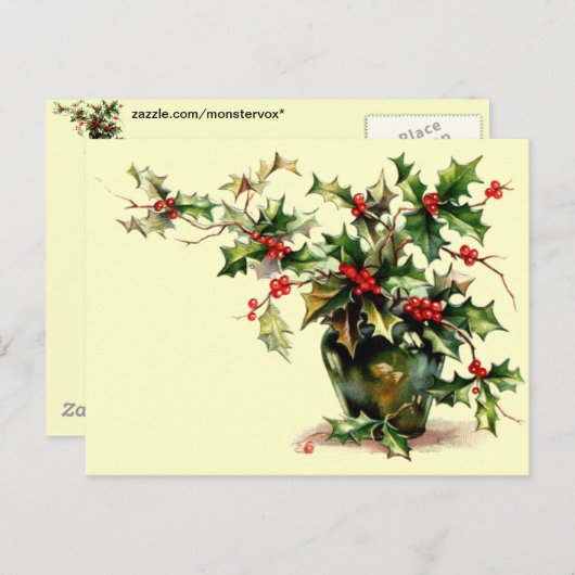 Holly Leaves Briefkaart (Voorkant / Achterkant)