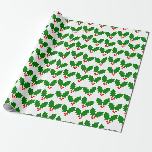Holly Leaves Cadeaupapier (Uitgerold)