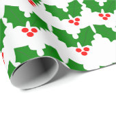 Holly Leaves Cadeaupapier (Rol Hoek)