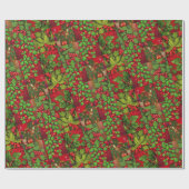 Holly Leaves en Berries Cadeaupapier (Vlak)