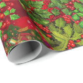 Holly Leaves en Berries Cadeaupapier (Rol Hoek)
