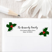 Holly Leaves en Berries Kerstmis Etiket (Insitu)