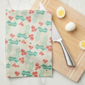 Holly Leaves en Berries Retro Style Kitchen Theedoek (Quarter Fold)