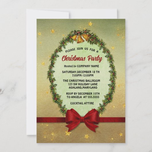 Holly Leaves en bessen en klokken kerstfeest Kaart (Voorkant)