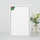 Holly Leaves en bessen | Kerstman Briefpapier (Staand voorkant)