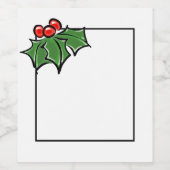 Holly Leaves en bessen | Vakantiekeer Wijn Etiket (Enkel label)