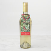 Holly Leaves en Red Berries Holiday Flessenhanger (Op fles)