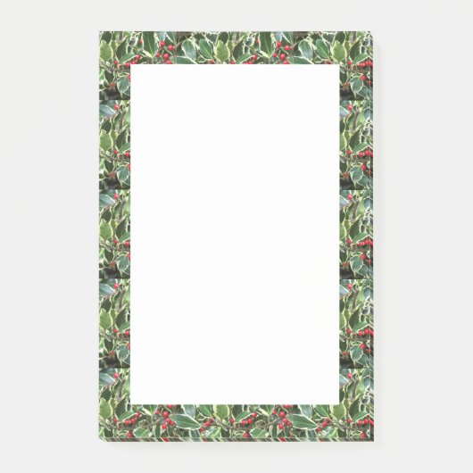 Holly Leaves en Red Berries Holiday Post-it® Notes (Voorkant)