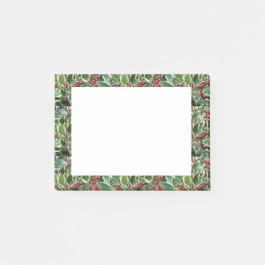 Holly Leaves en Red Berries Holiday Post-it® Notes (Voorkant)