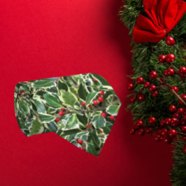 Holly Leaves en Red Berries Holiday Stropdas