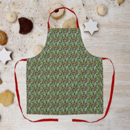 Holly Leaves en Red Berries Pattern Apron Schort