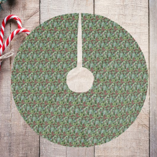 Holly Leaves en Red Berries Pattern Holiday Kerstboom Rok