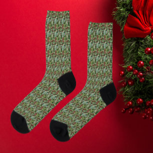 Holly Leaves en Red Berries Pattern Holiday Sokken