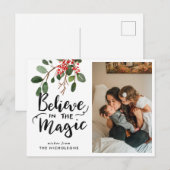 Holly Leaves | Geloof in de magische foto Feestdagenkaart (Voorkant / Achterkant)