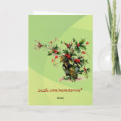 Holly Leaves Greet/Note Card Feestdagen Kaart (Achterkant)
