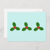 Holly Leaves Holiday Briefkaart (Voorkant / Achterkant)