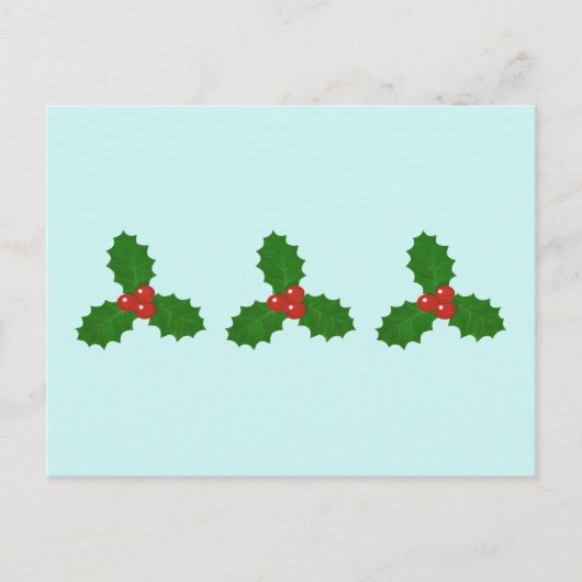 Holly Leaves Holiday Briefkaart (Voorkant)