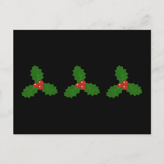 Holly Leaves Holiday Briefkaart (Voorkant)