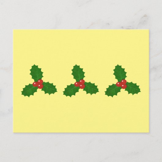 Holly Leaves Holiday Briefkaart (Voorkant)