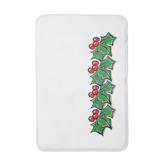 Holly Leaves, Holly berries, Kerstmis Badmat (Voorkant Verticaal)