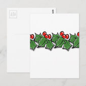 Holly Leaves, Holly berries, Kerstmis Briefkaart (Voorkant / Achterkant)