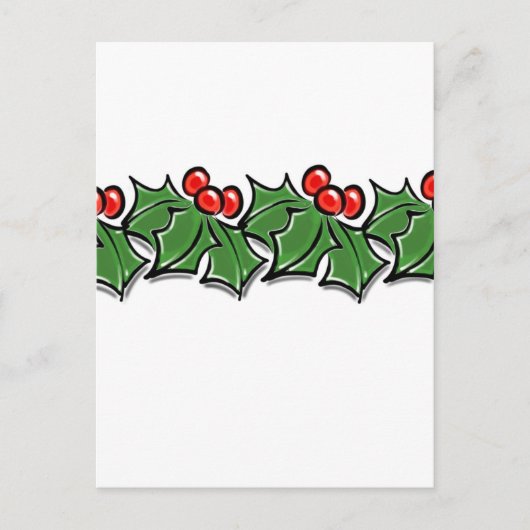 Holly Leaves, Holly berries, Kerstmis Briefkaart (Voorkant)