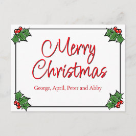 Holly Leaves, Holly berries, Kerstmis Briefkaart