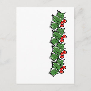 Holly Leaves, Holly berries, Kerstmis Briefkaart