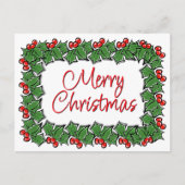 Holly Leaves, Holly berries, Kerstmis Briefkaart (Voorkant)