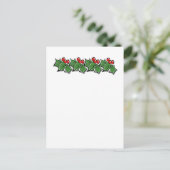 Holly Leaves, Holly berries, Kerstmis Briefkaart (Staand voorkant)