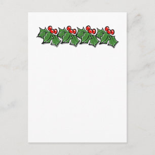 Holly Leaves, Holly berries, Kerstmis Briefkaart