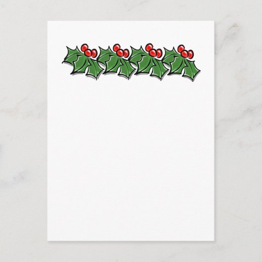 Holly Leaves, Holly berries, Kerstmis Briefkaart (Voorkant)