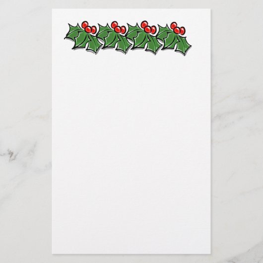 Holly Leaves, Holly berries, Kerstmis Briefpapier (Voorkant)