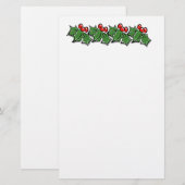 Holly Leaves, Holly berries, Kerstmis Briefpapier (Voorkant / Achterkant)
