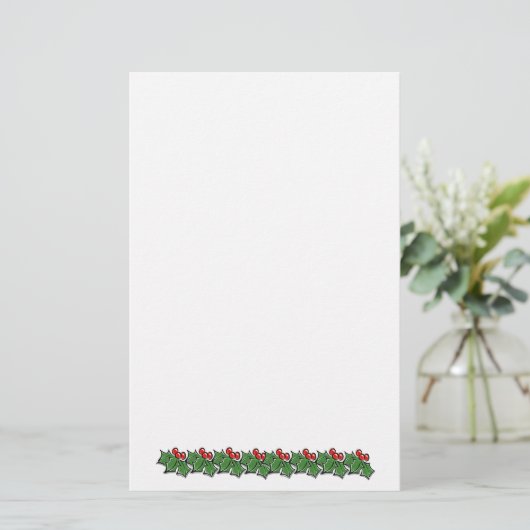 Holly Leaves, Holly berries, Kerstmis Briefpapier (Staand voorkant)
