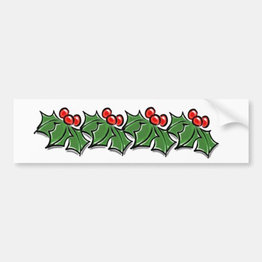 Holly Leaves, Holly berries, Kerstmis Bumpersticker (Voorkant)