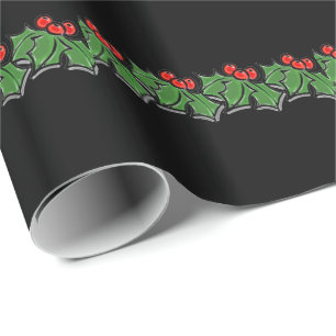 Holly Leaves, Holly berries, Kerstmis Cadeaupapier
