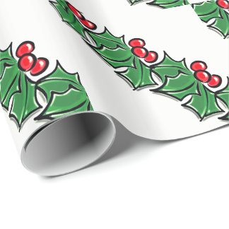 Holly Leaves, Holly berries, Kerstmis Cadeaupapier