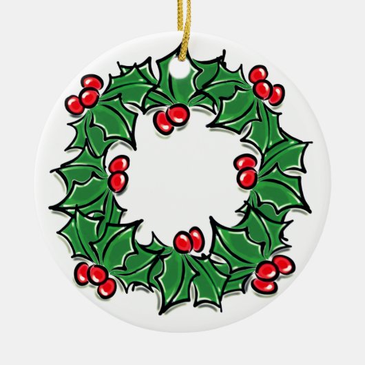 Holly Leaves, Holly berries, Kerstmis Keramisch Ornament (Voorkant)