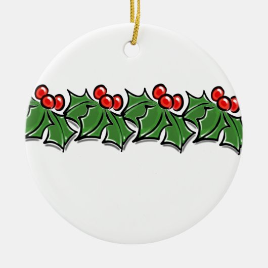 Holly Leaves, Holly berries, Kerstmis Keramisch Ornament (Voorkant)