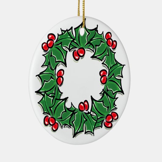 Holly Leaves, Holly berries, Kerstmis Keramisch Ornament (Rechts)