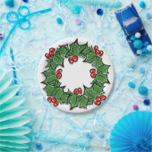 Holly Leaves, Holly berries, Kerstmis Papieren Bordje (Feest)
