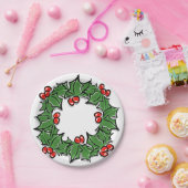 Holly Leaves, Holly berries, Kerstmis Papieren Bordje (Feest)