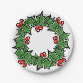 Holly Leaves, Holly berries, Kerstmis Papieren Bordje (Voorkant)