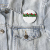 Holly Leaves, Holly berries, Kerstmis Ronde Button 5,7 Cm (In situ)
